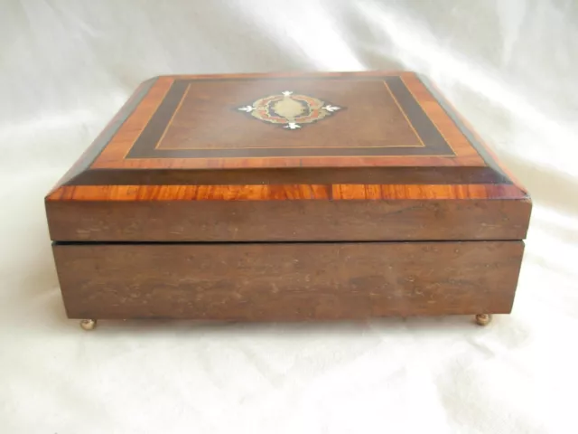 Antique French Inlaid Wood Brass Jewelery Box,Napoleon Iii Period. 3