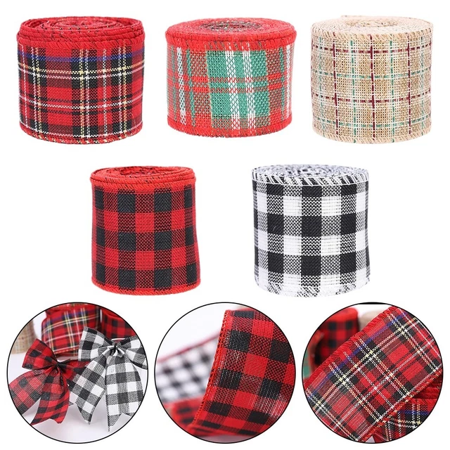 Delicato nastro cablato di Natale a quadretti a quadretti 6 cm x 6 m per cesti r