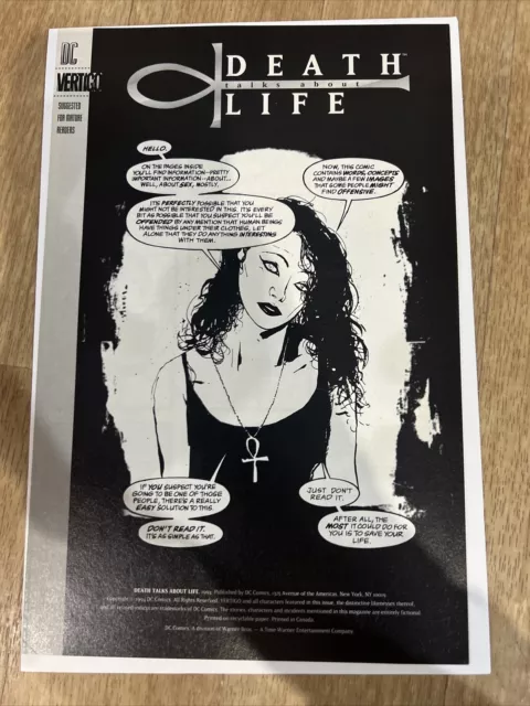 DC Vertigo Death Talks About Life 1 HIV AIDS Awareness Promo Neil Gaiman Sandman