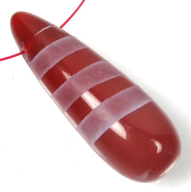 45x16mm Red Agate Etched Teardrop Pendant Bead
