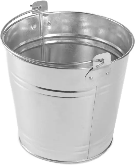 PTUB87 Natural Galvanized Steel Pail with Handle, 1.16-Gallon, 8" Diameter, Silv