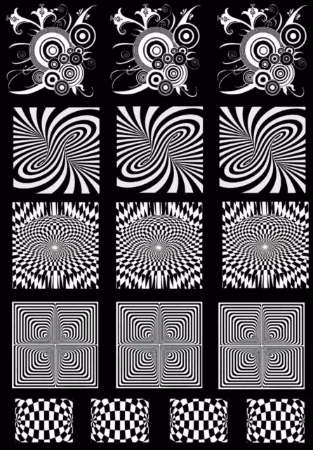 Optical Illusions  16 pcs 7/8" to 1-1/4" White Fused Glass Decals 134