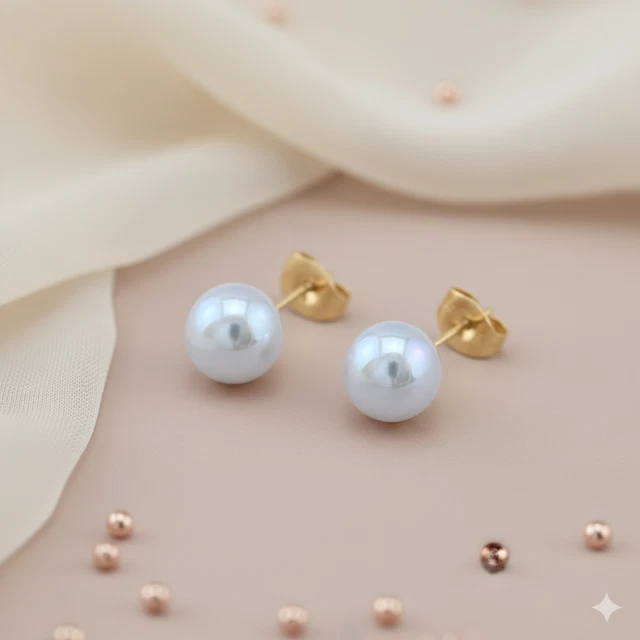 Boucles D'oreilles Vintage Percées - Or Et Argent - État Très Bon - Modèle 461