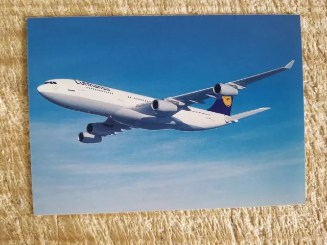 Lufthansa Airbus A340-200.Vtg Authentic Aircraft Stats Postcard*P53