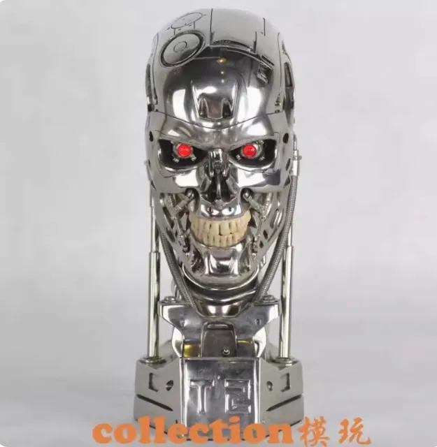 T2 T800 Endoskeleton Skull Resin Statue Life Size Bust LED Eyes Statue Model