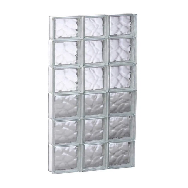 Clearly Secure Glass Block Window 21.25"x44.5" Frameless Wave Pattern Non-Vented