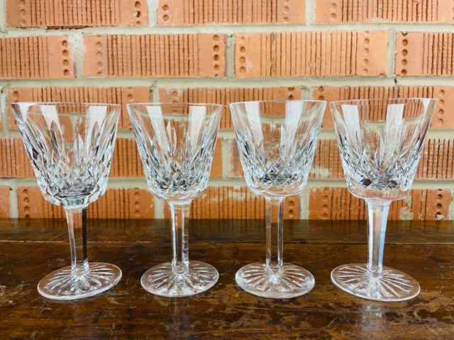 Set of Four Waterford Crystal Glass Wine Claret Glasses Lismore Pattern 5.75" x4