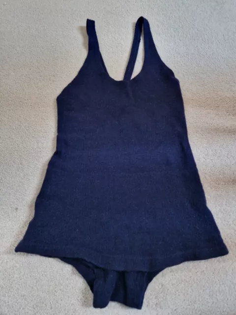 Vintage Jaeger Swimsuit Bathing Suit Swimming Mens Navy Blue Wool Size 40