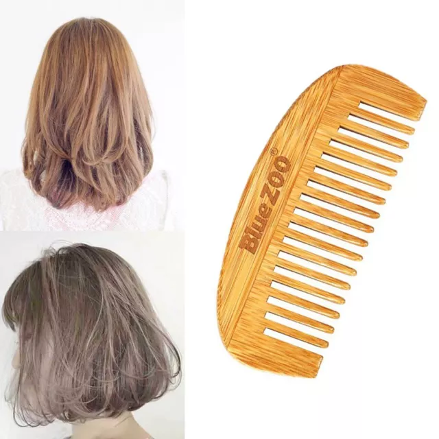 Anti Static Hair Comb Natural Bamboo Wooden Hairdressing Tool Men's Beard Comb