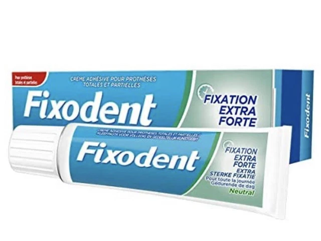 Lot de 3 Fixodent extra forte Neutral crème fixative prothése dentaire (70g x 3)