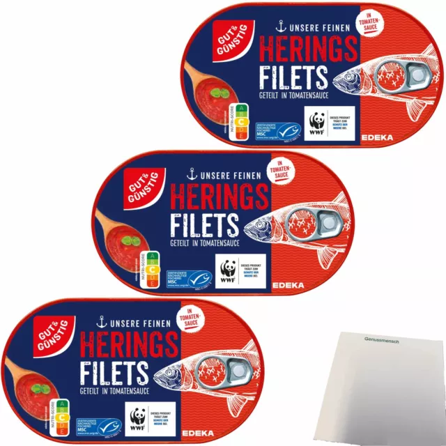 Gut&Günstig Heringsfilets in Tomatensauce 3er Pack 3x200g Dose usy Block