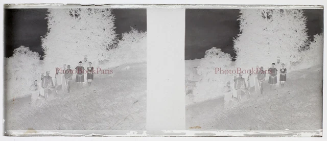 Family Hiking c1930 Photo NEGATIVE Stereo Glass Plate Vintage V33L25n 3