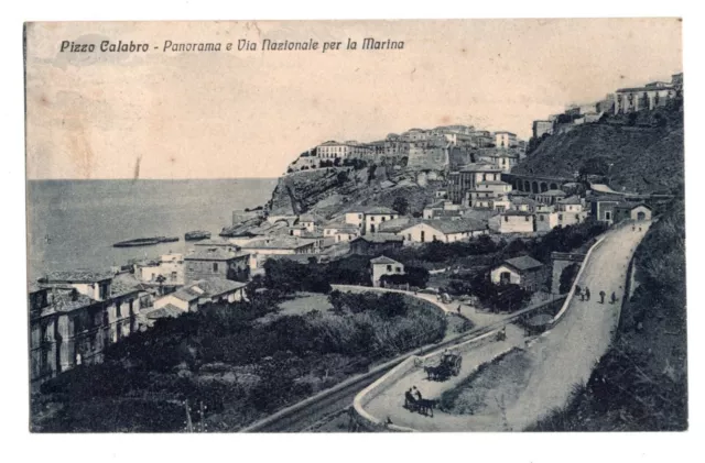 Pizzo  Calabro  Panorama E Via Nazionale   Animata    Vg 1930   F.piccolo