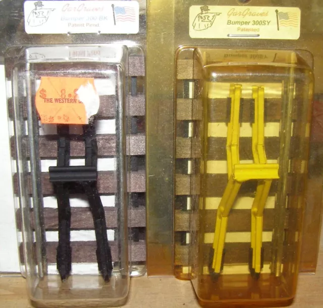 O Scale HI RAIL YELLOW & BLACK End of Track BUMPERS  GAR GRAVES  2 Original Pack