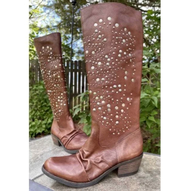Justin Boots Reba Leather Studded Riding Boots Justin Boots Reba Leather Studded Riding Boots