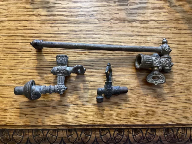 3 Pc LOT Antique BRASS Gas Lamp Lighting Parts