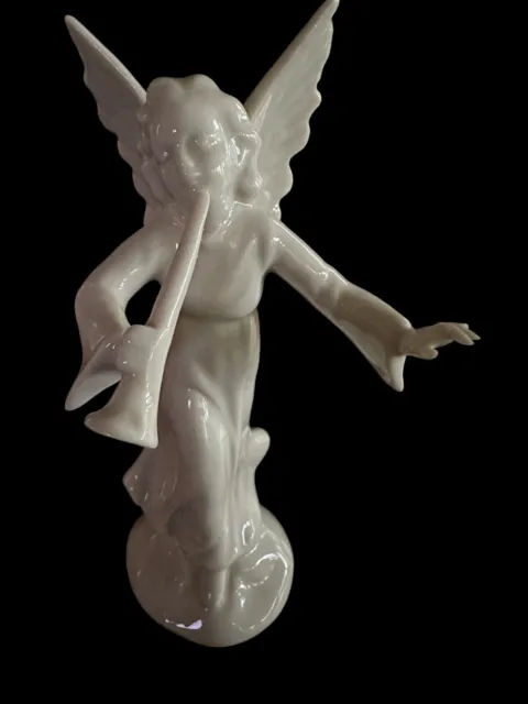 Vintage Dresden Germany Porcelain Angel With Horn Heavenly Band Figurine