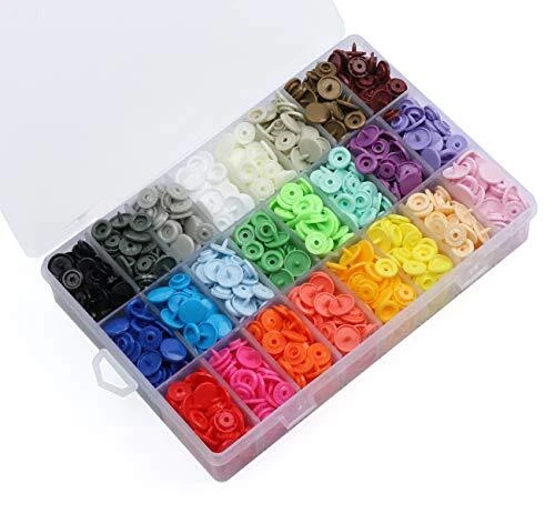 ilauke 400pcs Bouton Pressions 24 Couleurs Pressions Plastiques T5 12mm avec ...