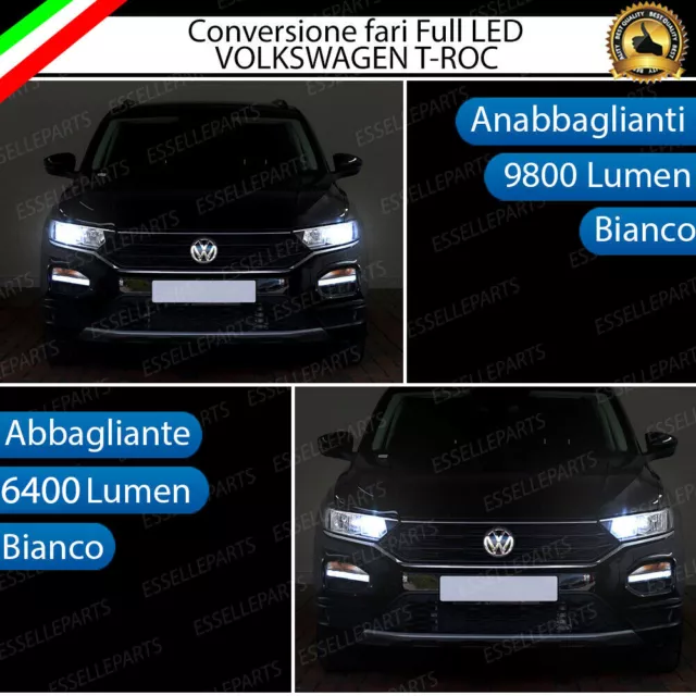 Conversione Fari Full Led Vw T-Roc Canbus Bianco Anabbaglianti + Abbaglianti