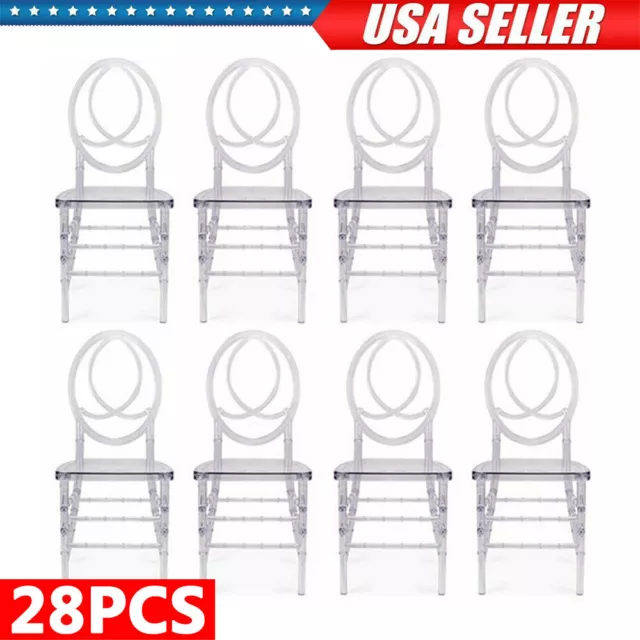 Wholesale 28PCS Dining Banquet Crystal Clear Stackable Back Wedding Chairs US