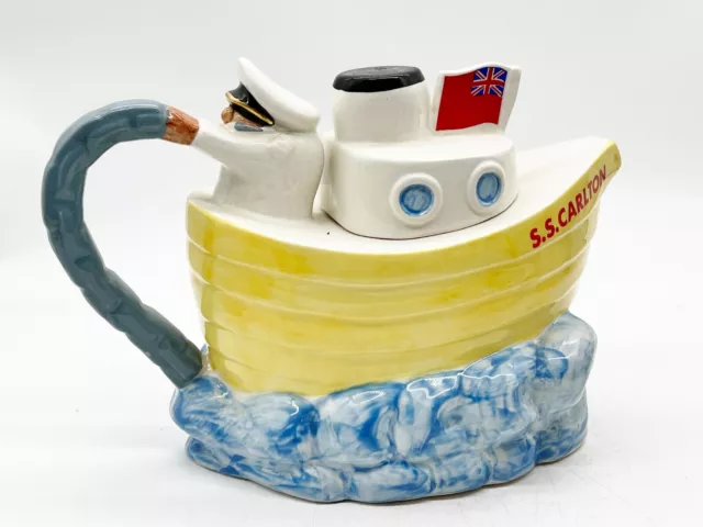 Vintage Novelty  Carlton Ware Ceramic Teapot Ship Boat Design