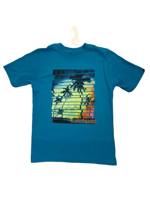 $18 Quiksilver Boy's Youth Tee Front Print Surf Skate Casual Summer Size S