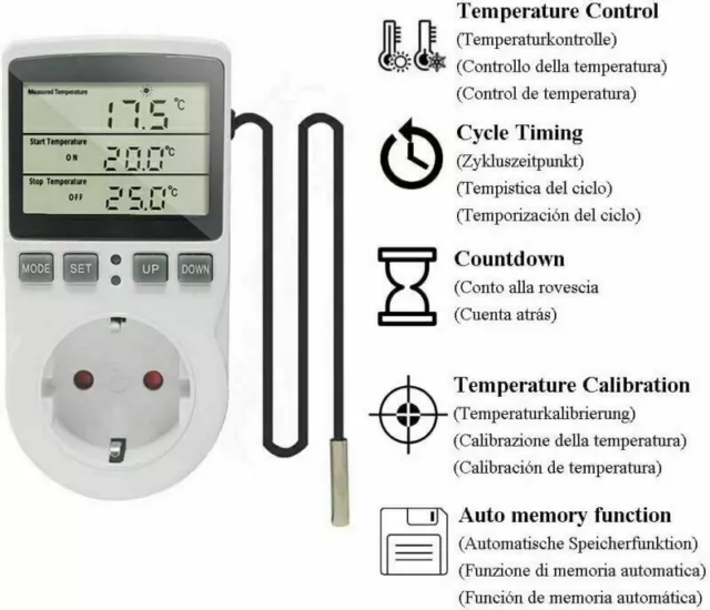 TEMPERATURREGLER MIT FÜHLER NTC Thermostat 230V Digital