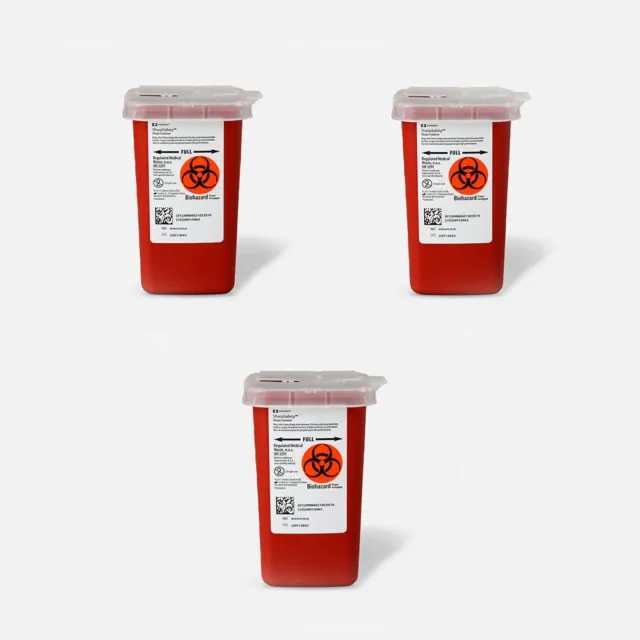 3 X Sharps Container 1 Quart Biohazard Needle Disposal 1 Qt Size free ship