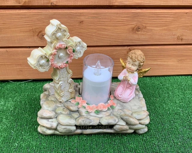 Little Angel Girl LED Lighting Plaque Childs Grave cemetery memorial ornament