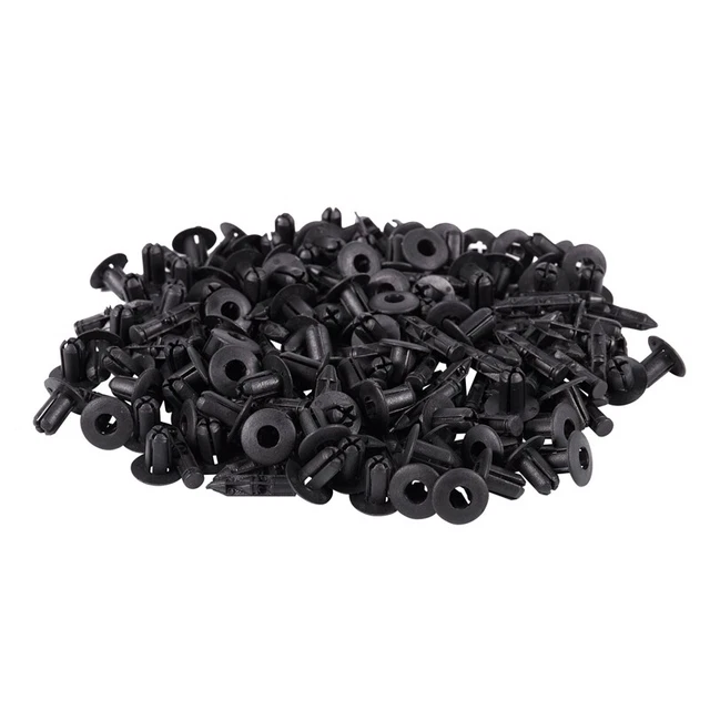 100 piezas remaches de plástico de orificio de 5 mm para puertas de moldeo de automóviles negros. I8K1