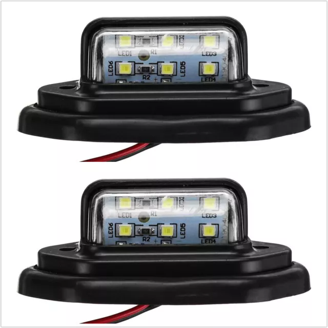 Car Truck License Plate Tail Light Signal Lamp 6 LED Black Shell Waterproof 2Pcs