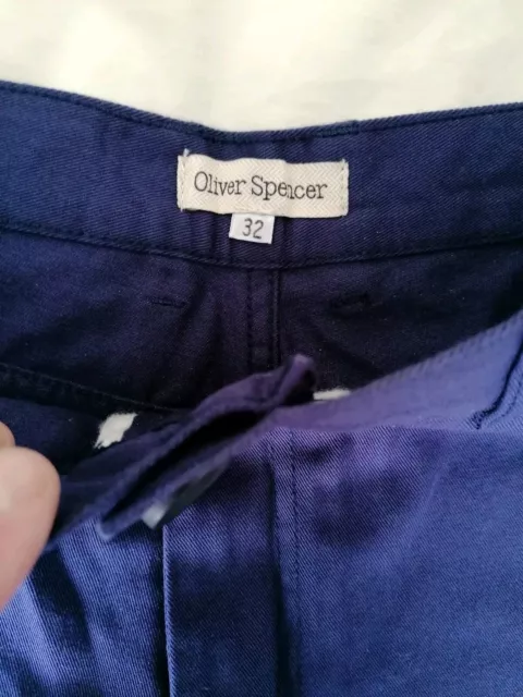 Oliver Spencer Blue Cotton Twill Trousers, Size 32 W 34L