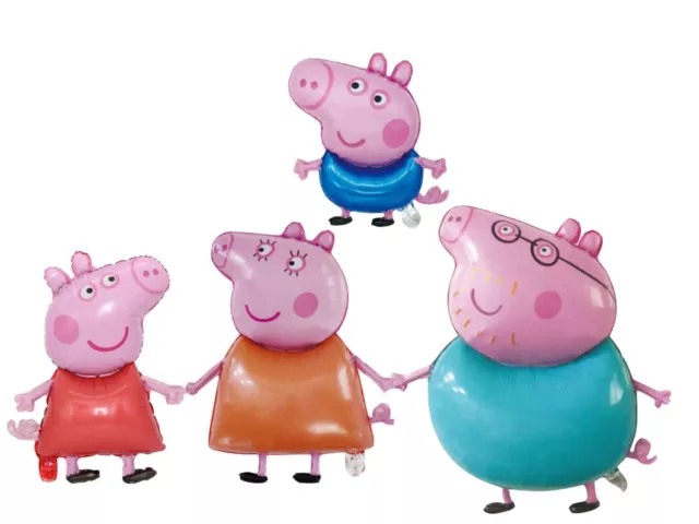 Juego de 4 globos grandes PEPPA PIG para decoración de fiesta de cumpleaños mamá papá y George