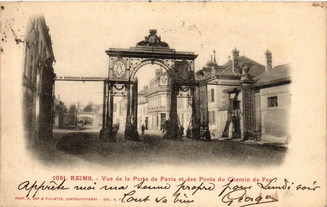 CPA REIMS - Vue de la Porte de PARIS et des Ponts du Chemin de Fer (741731)