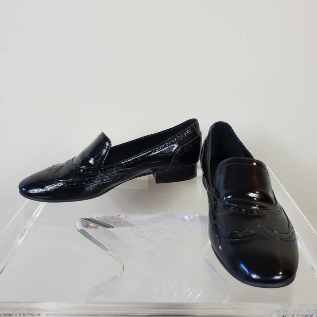 Ivanka Trump Womens Shoes 8.5 Black Octavie Patent Leather Tuxedo Loafer
