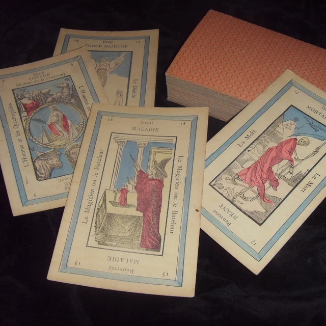 Ancien jeu de cartes divinatoires oracle style tarot chiromancie 1940s