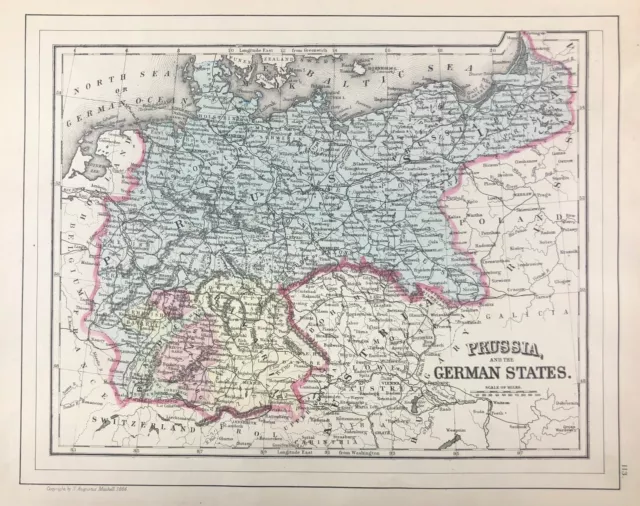 Mitchell: Map. Prussia & the German States. Austrian Empire, Italian States 1884
