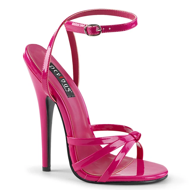Sandali Domina-108 Devious Tacchi Alti Cinghia Legante Hotpink Vernice Economici