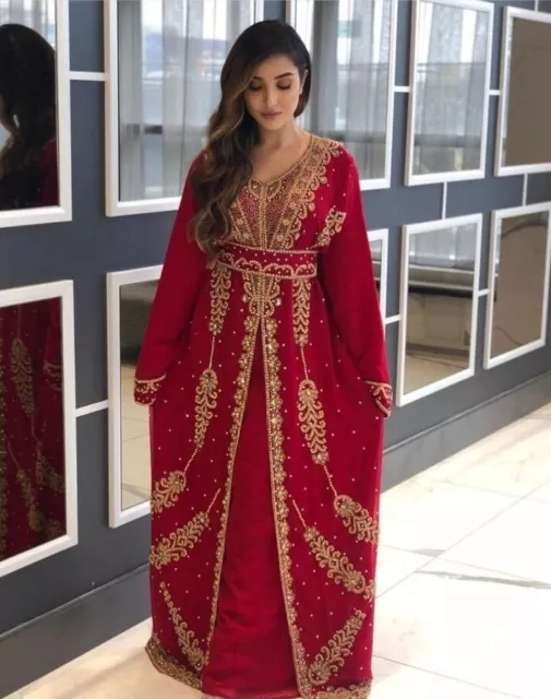 SALE Wedding Designer Caftan Hand Embroidered Gown Moroccan Dubai Party Wear 430