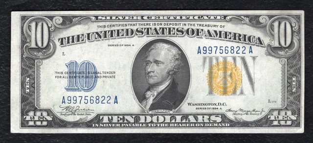 Fr. 2309 1934-A $10 Ten Dollars “North Africa” Silver Certificate About Unc (B)