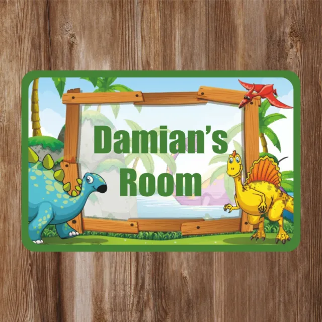 Dinosaur Kids Bedroom Door Sign Personalised With Any Name