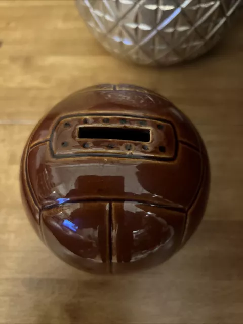 Vintage BROWN FOOTBALL CERAMIC MONEY BOX