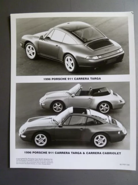 1996 Porsche 911 Carrera Targa & Cabriolet B&W Press PCNA Issued Photo RARE L@@K