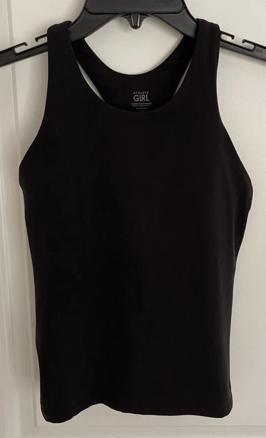 Athleta Girl Tank L / 12 Black Racerback Built In Bra