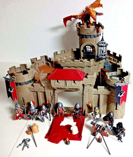 PLAYMOBIL 6001 Falkenritterburg – Mit Zugbrücke, Geheimtreppe & Gefängniskäfig – Für Ritter-Abenteuer