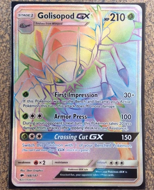 Pokemon Card GOLISOPOD  Hyper/Secret Rare FULL ART 148/147 BURNING SHADOWS MINT