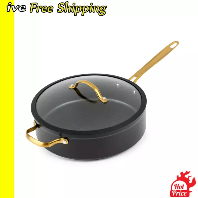 Bialetti Cookware 2.5QT / 2.3L Hi-Base System Non-Stick Sauce Pan With Lid  Gray