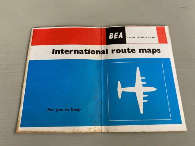 Vintage British European Airways BEA International Route Maps Book 1950s Airline