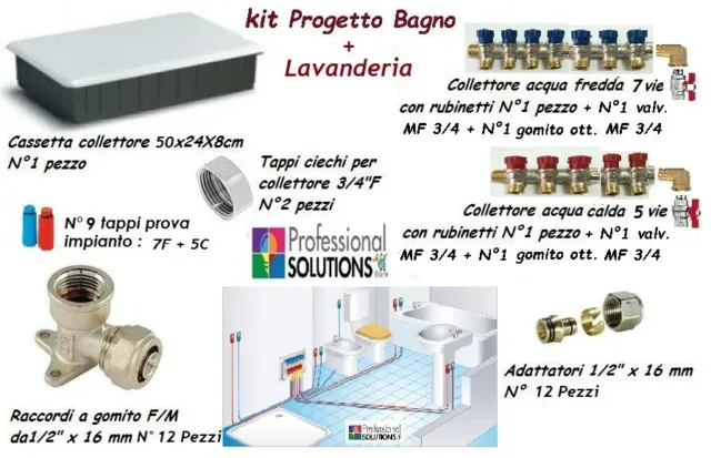 KIT FAI DA TE PROGETTO IMPIANTO BAGNO LAVANDERIA RACCORDI MULTISTRATO 16mm