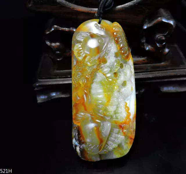 100% Natural Hand-carved Jade Pendant Jadeite Necklace fish&seashell&coral 521H